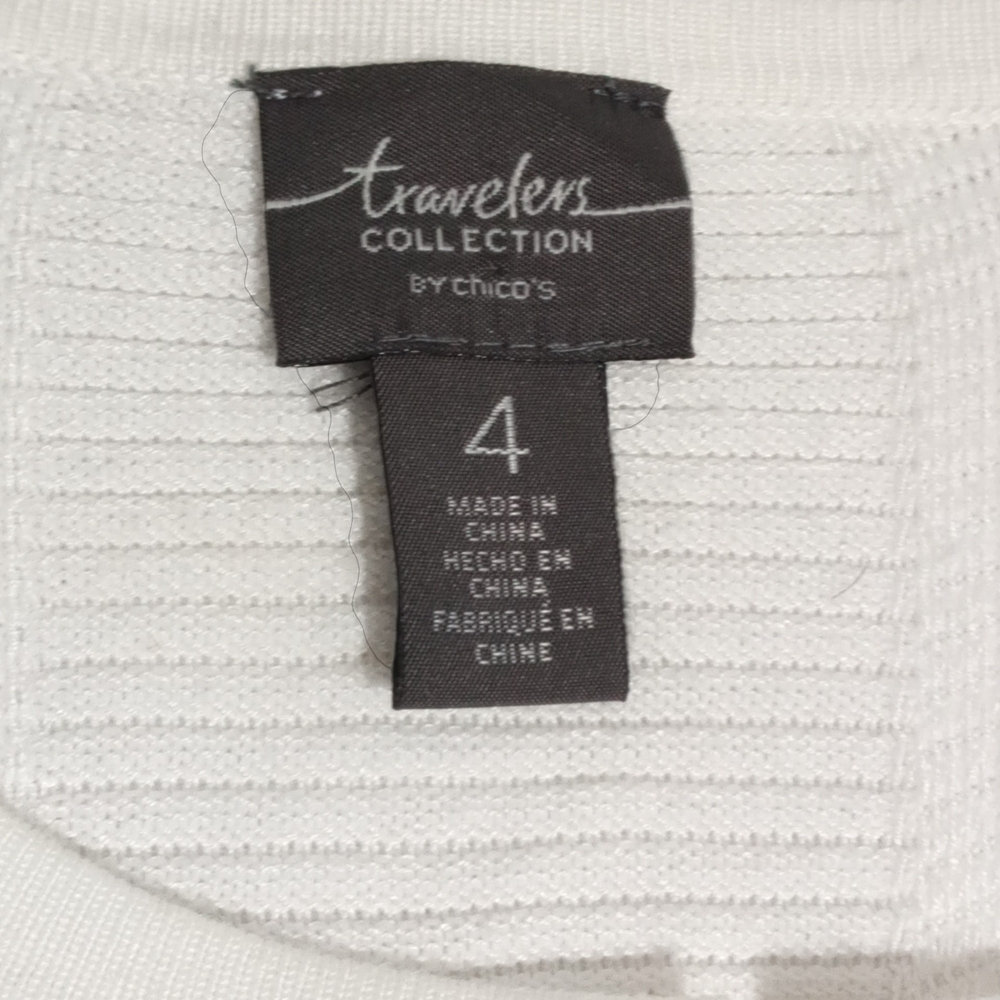 Travelers Collection Ribbed Lace Fringe 3/4 Sleeve Hook Closure Cardigan Sz 4 - Picture 3 of 10